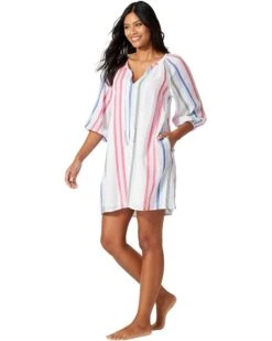 Tommy Bahama Multi Stampedripe Dobby Square Neck Dress | Swimwear