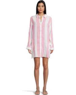 Tommy Bahama Rugby Beach Stripe Boyfriend Shirt Cover-Up | Swimwear