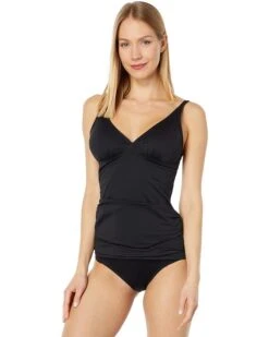 Tommy Bahama Pearl Over the Shoulder V-Neck Long Tankini | Swimwear