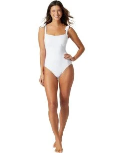 Tommy Bahama Eyelet Hideaway Square Neck One-Piece | Swimwear