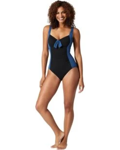 Tommy Bahama Island Cays Color-Block Tie One-Piece | Swimwear