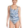Tommy Bahama Palm Modern Zanzebra Square Neck One Piece | Swimwear