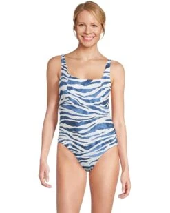 Tommy Bahama Palm Modern Zanzebra Square Neck One Piece | Swimwear