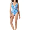 Tommy Bahama Palm Modern Palma V-Neck One-Piece | Swimwear