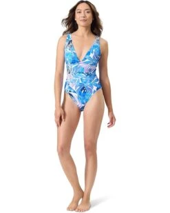 Tommy Bahama Palm Modern Palma V-Neck One-Piece | Swimwear
