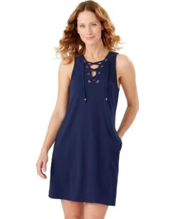 Tommy Bahama Color-Block Lace-Up Spa Dress | Swimwear