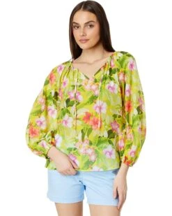 Tommy Bahama Happy Hour Flwr LS Peasant Top | Shirts & Tops