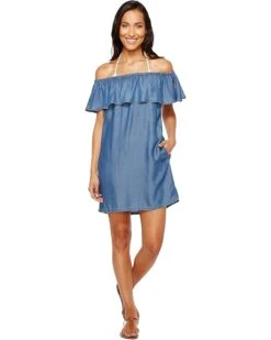 Tommy Bahama Chambray Off the Shoulder Dress Cover-Up | Swimwear