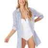 Tommy Bahama Chambray Stripe Boyfriend Shirt | Swimwear