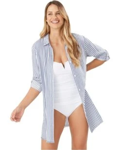 Tommy Bahama Chambray Stripe Boyfriend Shirt | Swimwear